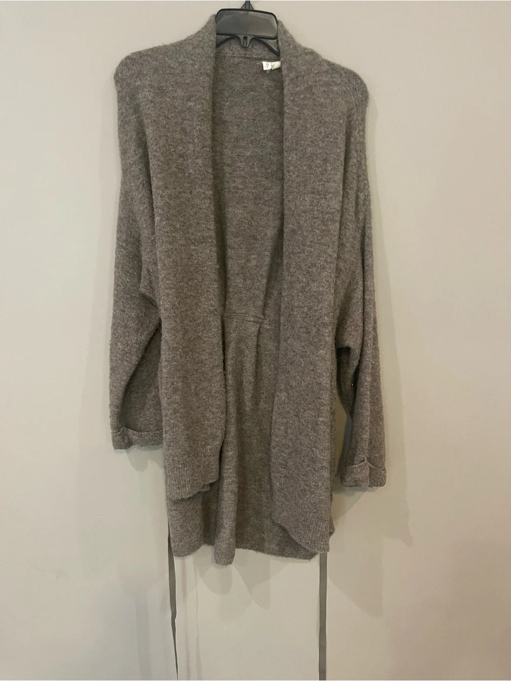 Anthropologie Moth Gray Wrap Cardigan with Tie Belt - Picture 5 of 6